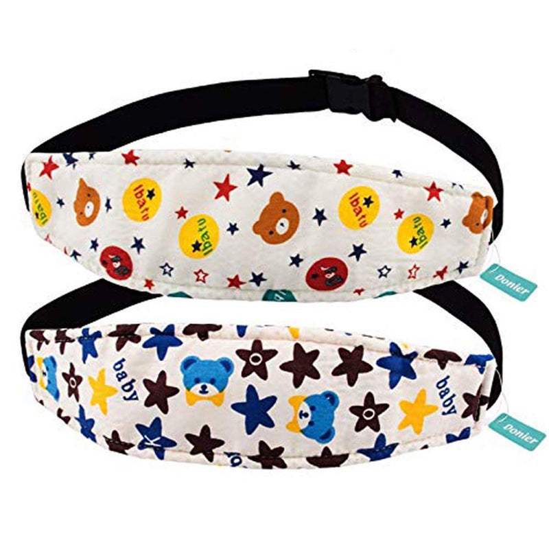 Donier Packs of 2 Toddler Car Seat Neck Relief and Head Support  Pillow Support Head Band Easy Installation On Most Convertible Seats and Safety to Babies and Kids(Bear) - Image 1